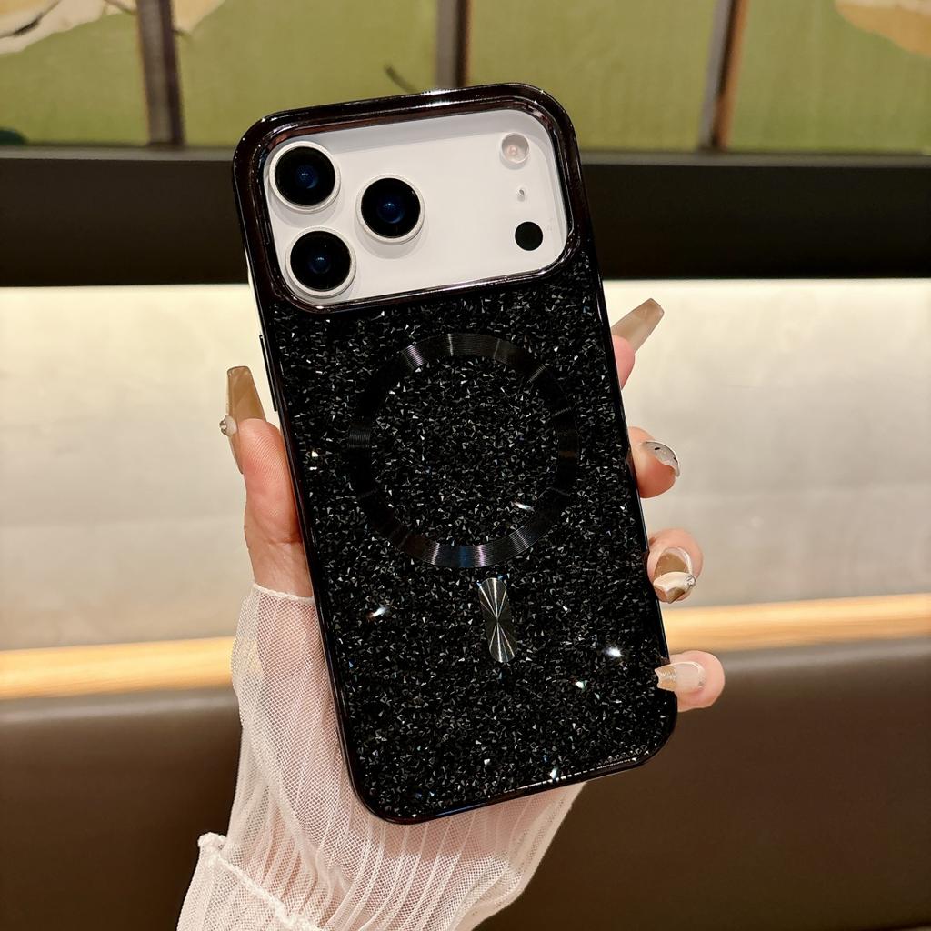 Plating Glitter Shiny Diamond Case For iPhone 17 Air 16 E 15 14 Plus 13 12 11 Pro Max Wireless Charge Magnetic For Magsafe Cover