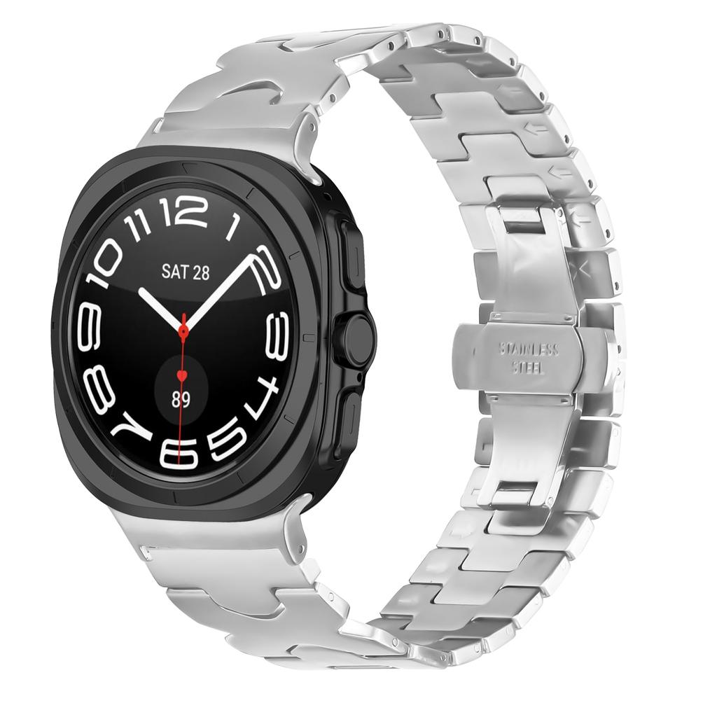 Watch Band for Samsung Galaxy Watch Ultra 47mm/Watch Ultra (2025) 47mm Stainless Steel Strap with X-Shaped Butterfly Clasp