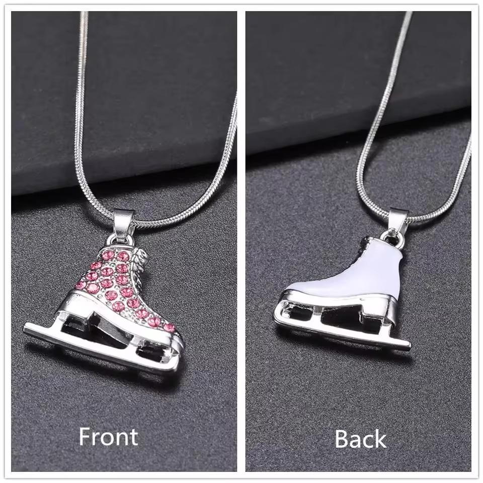 Teamer Colorful Ice Skate with Zircon Pendant Necklace for Women Girls Snake Chain Choker Winter Valentine Jewelry Wholesale