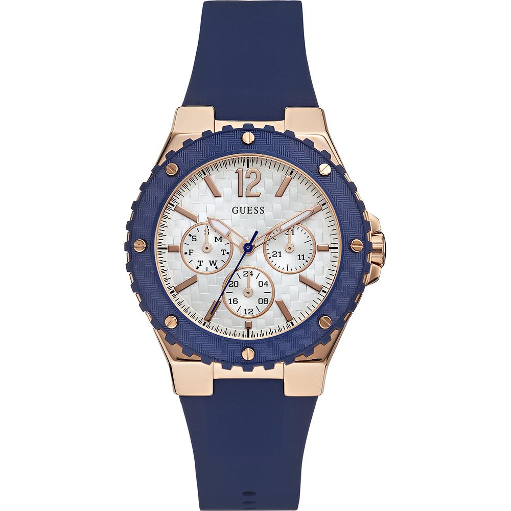 GUESS Overdrive Blue and Rose Gold Silicone Stainless Steel Men s Quartz W0149L5 Watch синий