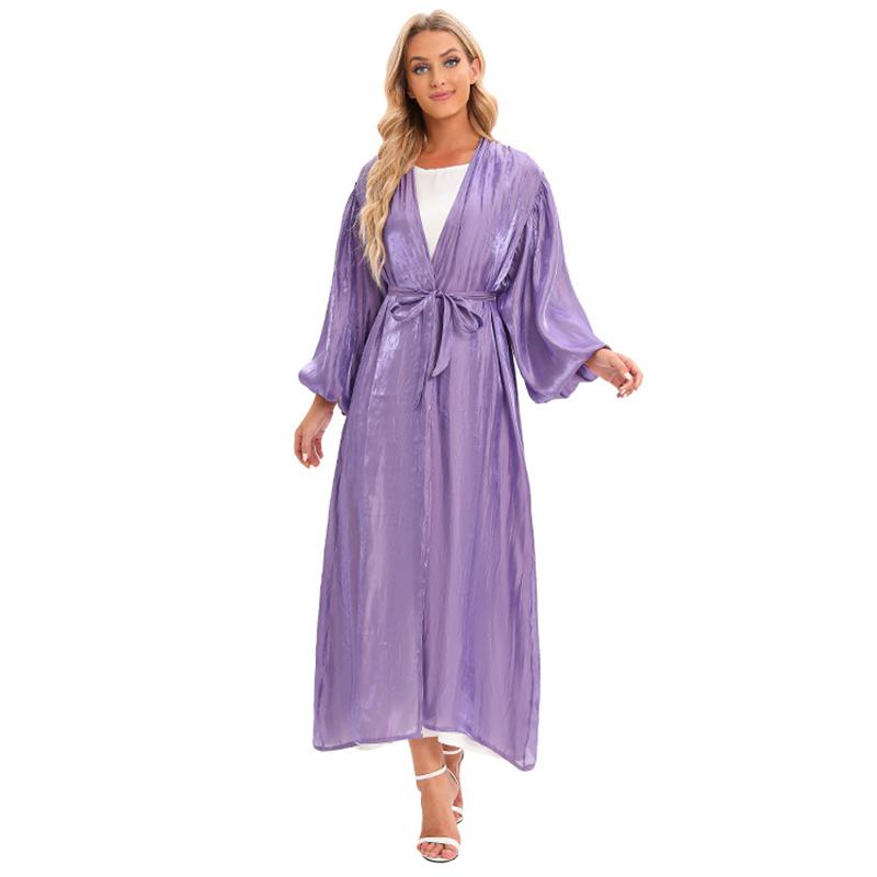 Open Cardigan Maxi Dress Abaya Muslim Women Kaftan Jilbab Arab Robe Party