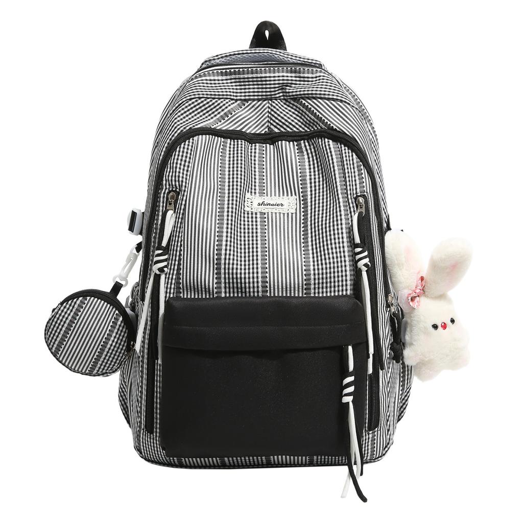 Schoolbag simple niche striped student schoolbag women's 1011 new high-value large-capacity lightweight travel backpack