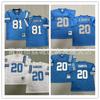 Maglia da Football Retrò Detroit Lions 81 20 Ricamata Cotone Abbigliamento per Fan Sportivi Uomo