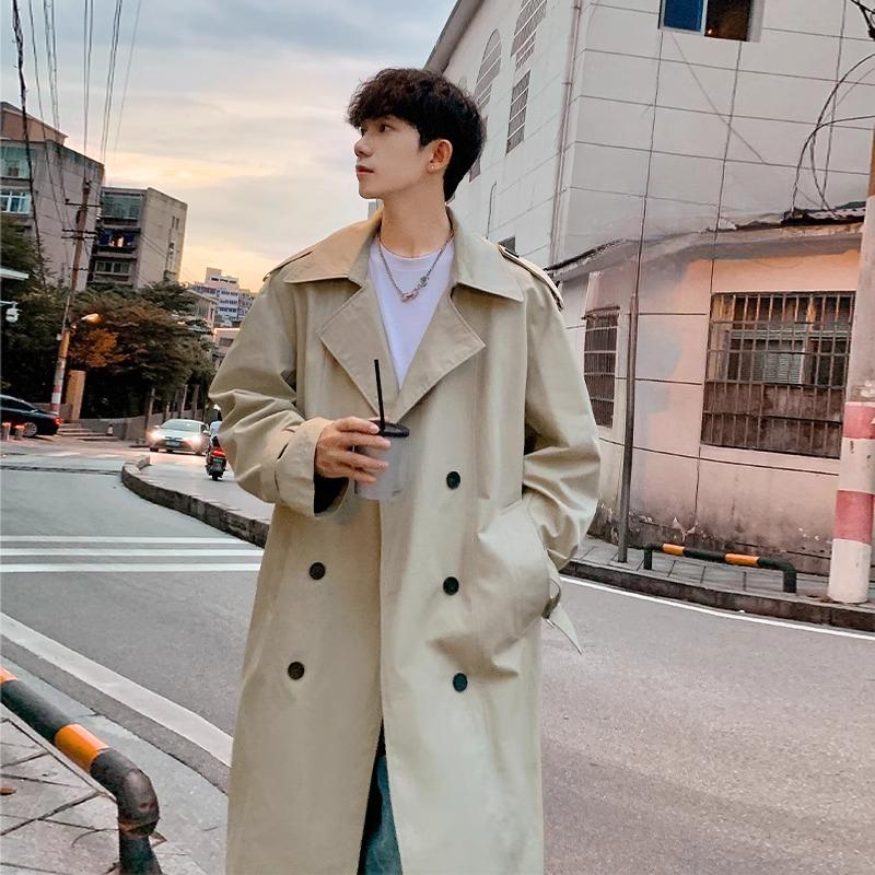 Medium and Long Trench Coat Men's Autumn and Winter New Loose Trendy Brand Casual Loose Coat