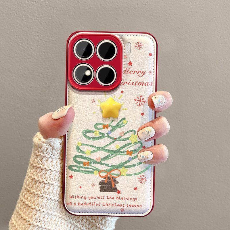 Premium Full Coverage Silicone Phone Case With Lanyard IPhone 15 14 Pro Christmas Tree Design Xiaomi 15 Pro