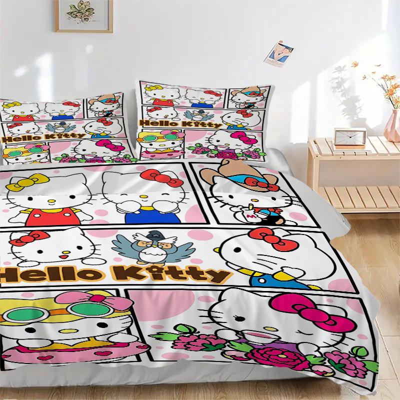 

3 шт. Постельное белье Hello Kitty: Идеально подойдет для спальни или гостевой комнаты.. Мягкий и удобный, без наполнителя yy251031089 135x200cm