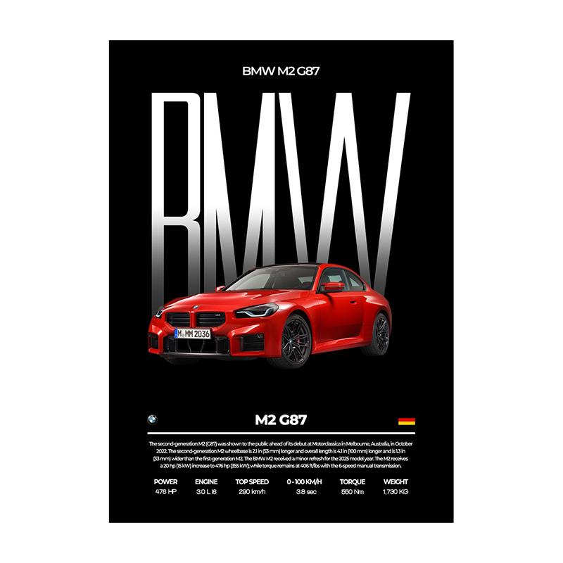 Plakaty Fotograficzne Samochodów Sportowych Samochody Wydajnościowe Grafiki na Ścianę Słynne Samochody M2 M3 M4 Obraz na Płótnie Do dekoracji domu