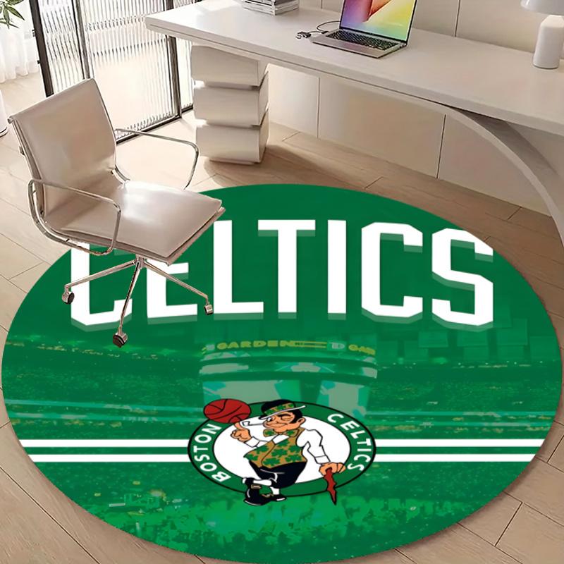 Personalized Boston Celtics Round Chair Office Rug - Perfect for Mat, Office Chair & More - Ideal Gift for Birthdays and Holidays