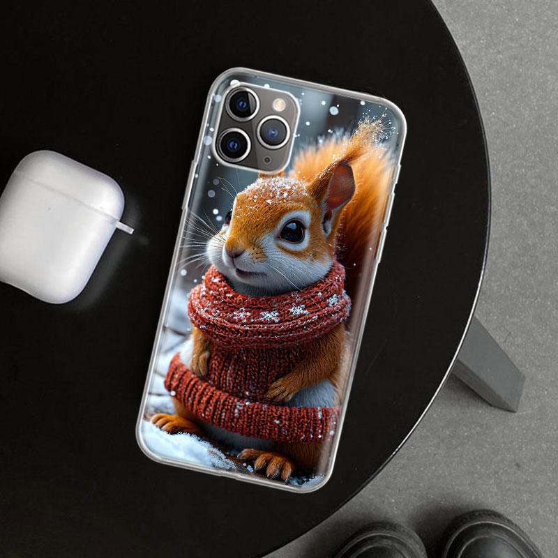 Animal Squirrel Phone Case Cover for iPhone 11 12 13 Mini 14 15 Plus 16 Pro Max 17 Air 7 8 + SE Art Customized Fundas 11 12 13 M