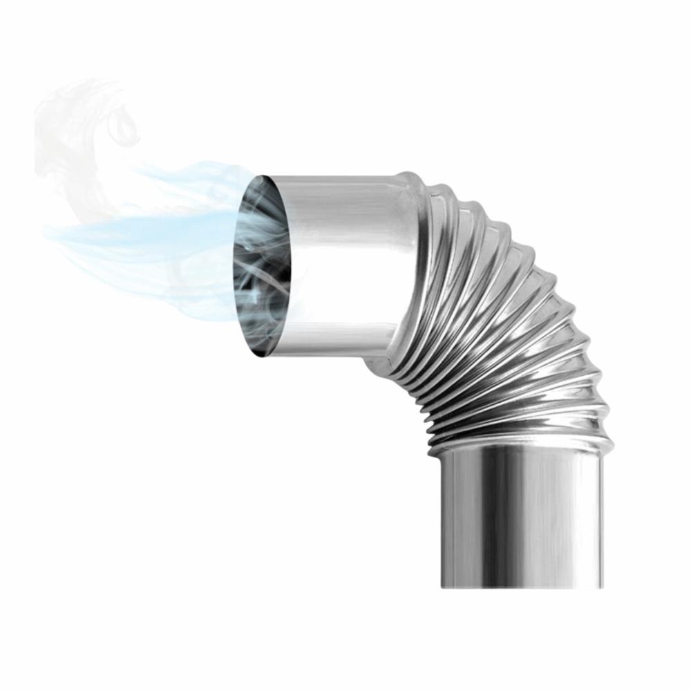 Nerezové koleno 90 stupňů výfukové potrubí odolné kouřovod komínové potrubí kempingová kamna