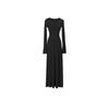 Women's Elegant V-Neck Long Sleeve Knit Dress - Slimming, Versatile, and Flattering for Autumn and Winter