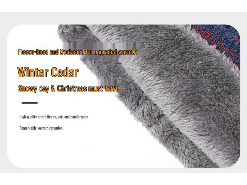 Czerwona czapka dzianinowa podszyta polarem z motywem choinki - Unisex, dwuwarstwowa na śnieżne dni (W magazynie)