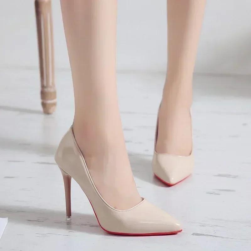 2025 New Women's High Heels Red Sole Pointed Toe Stiletto Heels Classic Style Wedding Dinner Complete Colors Shallow Top Shoes