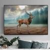 Forest Cloud Deer Canvas Painting Animal Posters and Prints Wall Art Pictures Mural Living Room Bedroom Home Decor No Frame No Frame