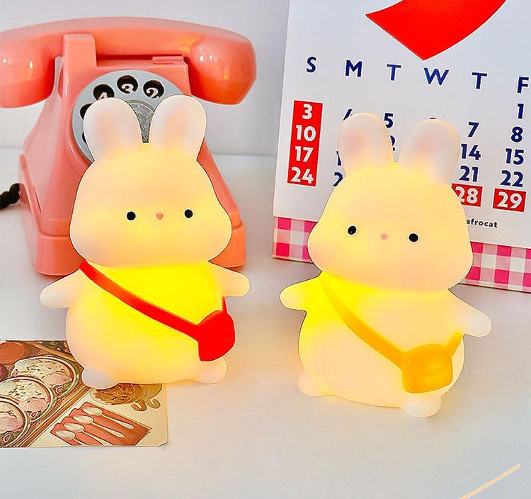 Lamp Warm Night Light Cartoon Backpack Rabbit Cute Portable Powered Battery