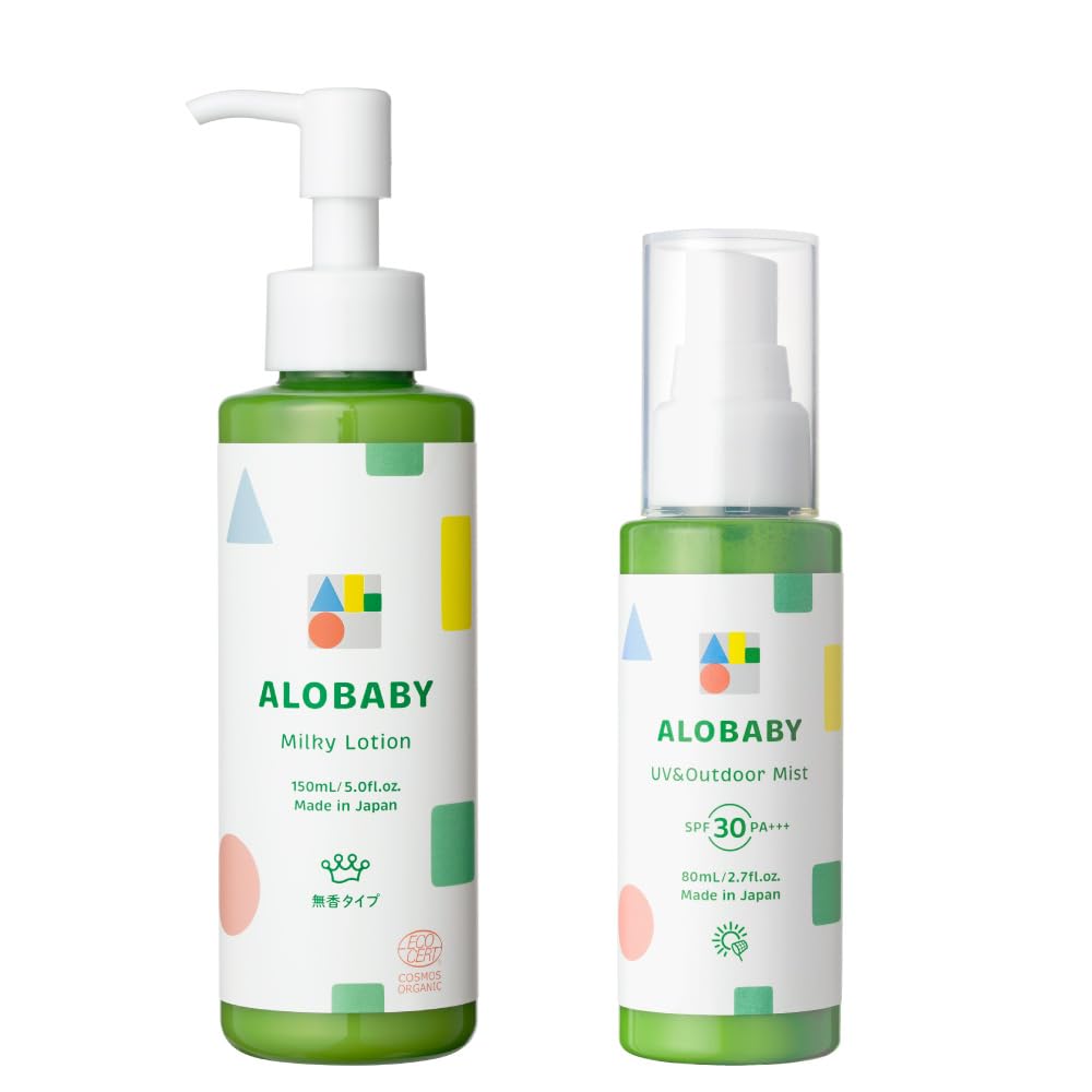 Alobaby Milk Lotion Big Bottle 380ml UV Outdoor Mist 80ml Design UV Mist Regular Size + & (Standard + Lotion, Unscented)