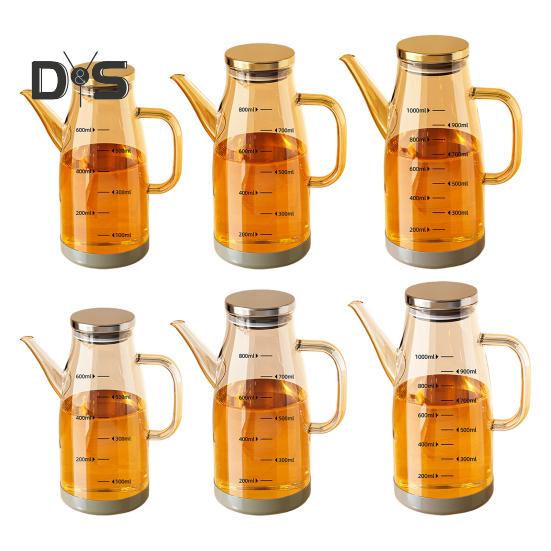 Glass Oil Dispenser Bottle with Drip-Free Spout 600/800/1000ml Large Capacity Oil Pot for Vinegar Soy Sauce Food-Grade Kitchen Gadgets