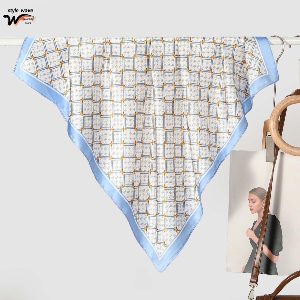 Spring/Summer Korean-Style Printed Silk-Like Scarf: Fashionable, Versatile, Hot-Selling Neck Accessory for Women. 70x70 cm