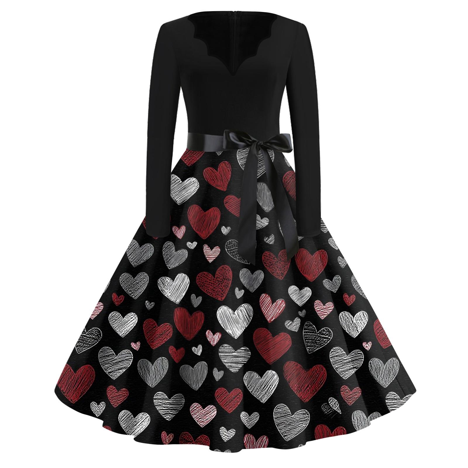 

Принтоване расклешенное плаття для жінок, плаття з довгим рукавом, ажурне, для вечірки, повсякденне S