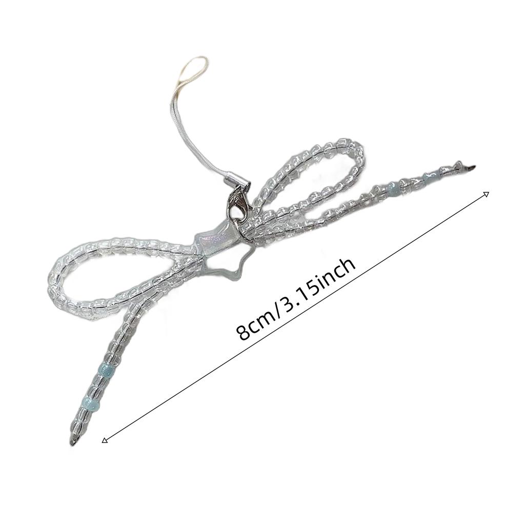 Stylový korálkový přívěsek na telefon s mašličkou Odolný závěsný přívěsek na mobilní telefon Vynikající řetízek na telefon