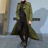Herbst Winter Langer Trenchcoat Zweireihig Einfarbig Slim Winddicht Windbreaker Streetwear