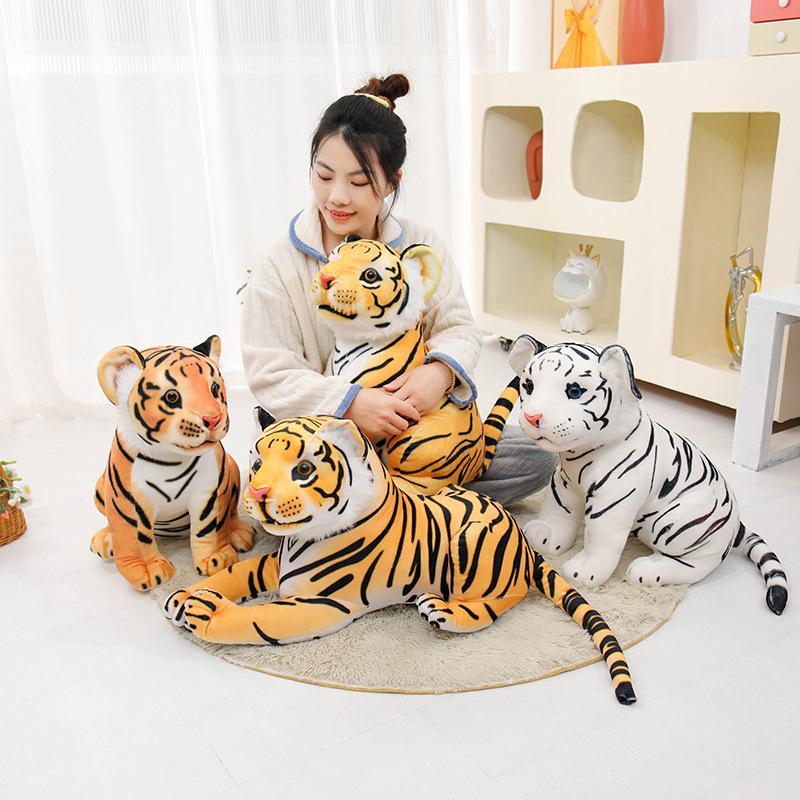 Cute Simulation Yellow Tiger Doll Plush Toy Siberian Tiger Doll Children's Company Soothing Doll