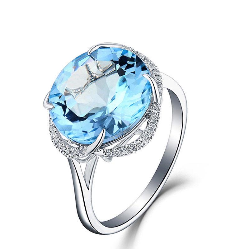 Gold Plated Silver Ring with Amethyst and Blue Topaz Gemstones for Women