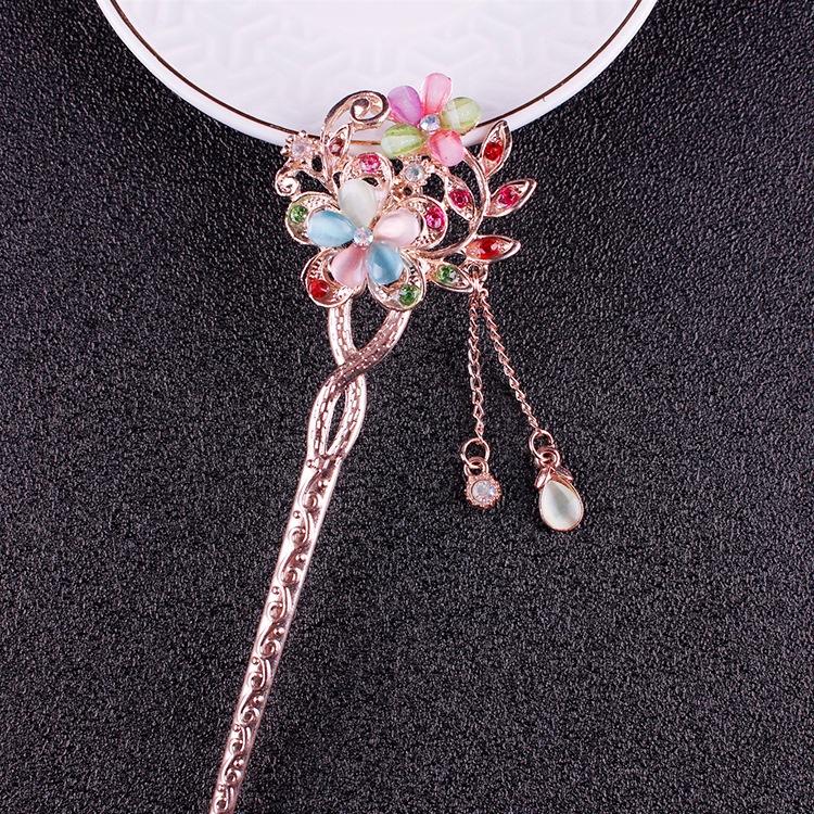 Colorful Flower Hollow Hair Clip Hair Accessories Women Fashion Rhinestone Hairpin Headwear