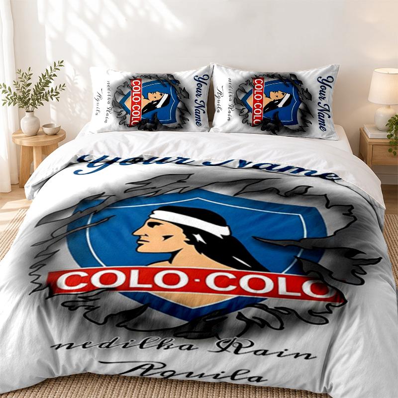 Colo-colo Custom Name 3pc set Perfect for bedroom use Comfortable bedding set includes a duvet cover and two pillowcases Ideal birthday or Christmas g