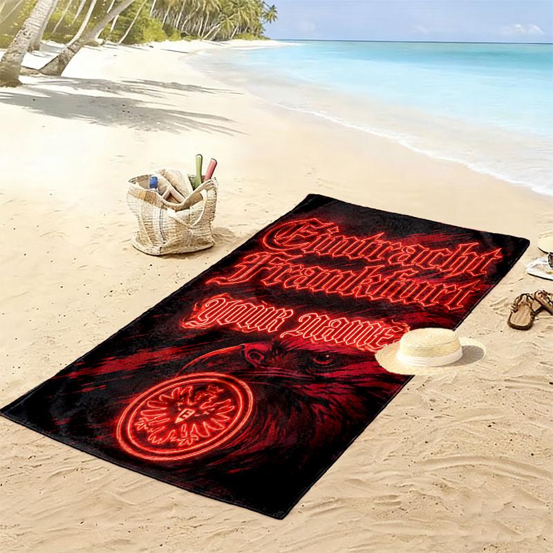 Individuelles Eintracht Frankfurt Aufdruck Strandtuch, Großes Weiches Schnelltrocknendes Handtuch für Strand Camping Schwimmen