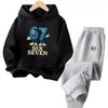 67 Fun Kids Set Cartoon Print Tracksuit Casual Fashion Outfit Children's Hoodies Set Fashion Trend Set Pants Suits