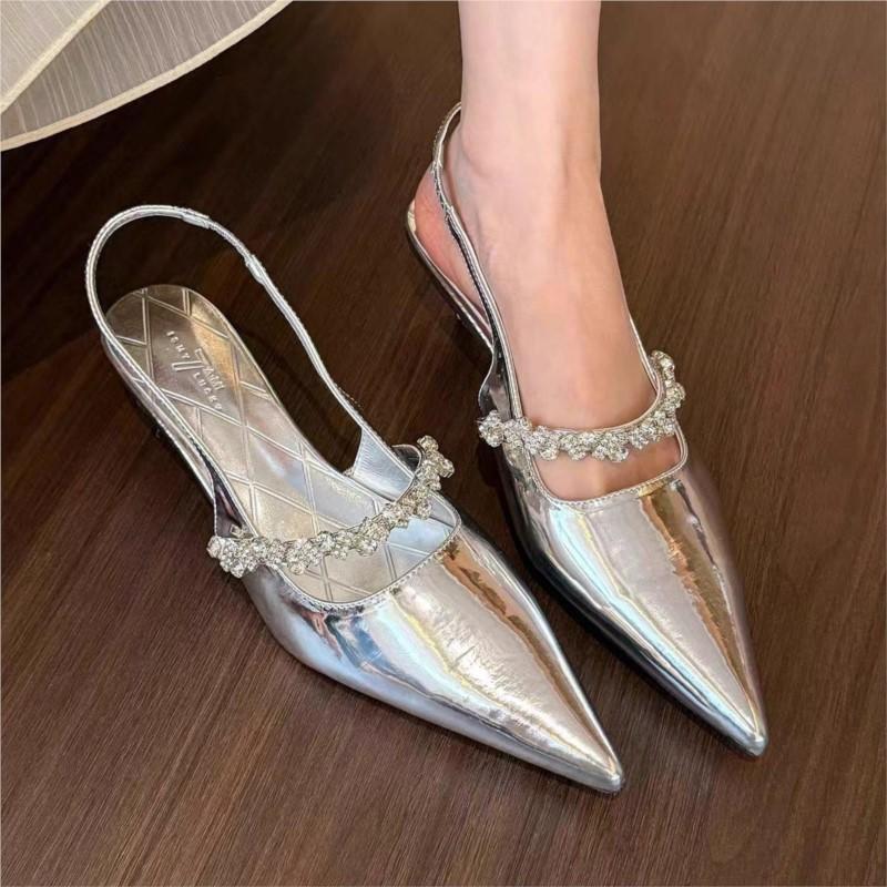 Mode 2025 Frühling Neuankömmling Damen Spitzschuhe Stilettoabsätze Schlankmachend Französischer Stil Sexy Knöchelriemchen Geschlossene Ferse Schuhe Eleganter Look