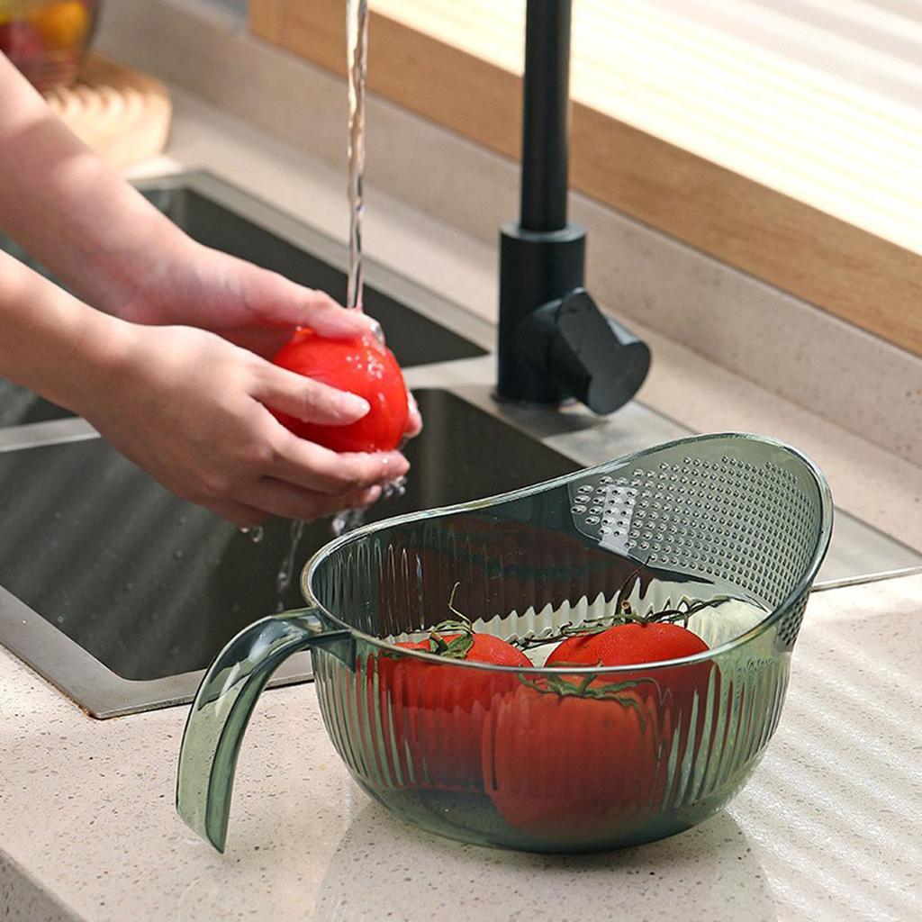 Functional Rice Washing Colander Efficient Draining Bowl Practical Sink Basket PET Material Suitable for Washing Rice