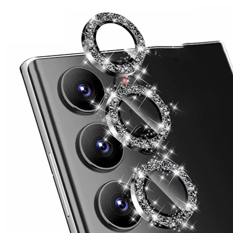

Стеклянный чехол с ромбовидной защитой для объектива для камеры Samsung Galaxy A54 A34, металлический чехол с кольцом для объектива, крышка объектива Galaxy s24/s24plus чёрный