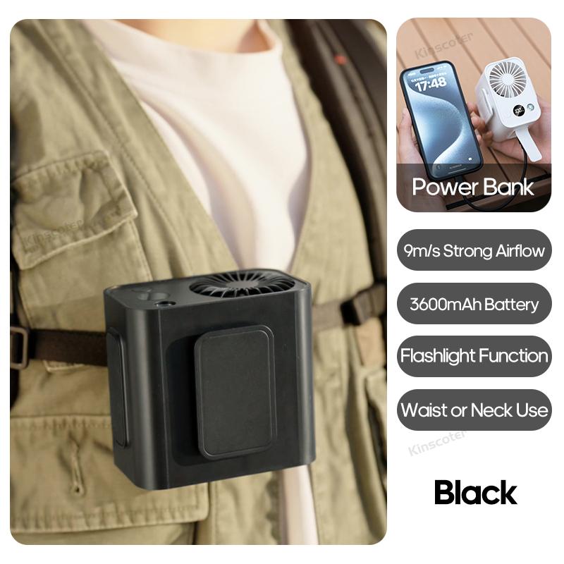 

Портативный поясной вентилятор 3600 мАч 5 скоростей Вентилятор для кемпинга на открытом воздухе Перезаряжаемый циркулятор воздуха с подсветкой и светодиодным дисплеем для пеших прогулок и спорта
