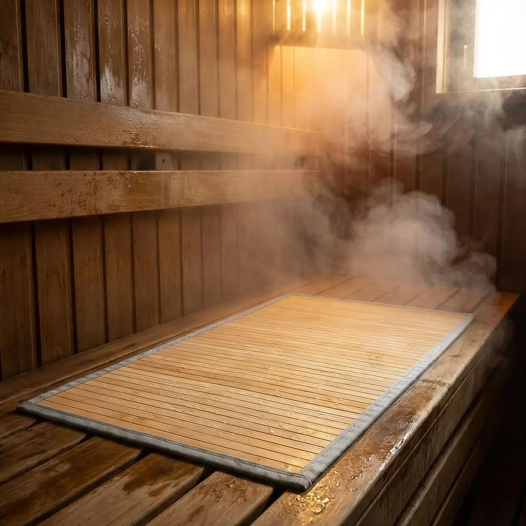 BAMBOO BATH MAT RUG 75x50 CM ANTI-SLIP BAMBOO