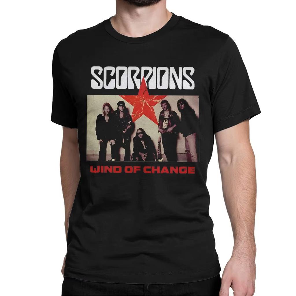 2025 Men's Women's T-Shirt Heavy Metal Scorpion Cotton T-Shirt Short Sleeve Hard Rock Band T-Shirt Crew Neck Clothes Graphics