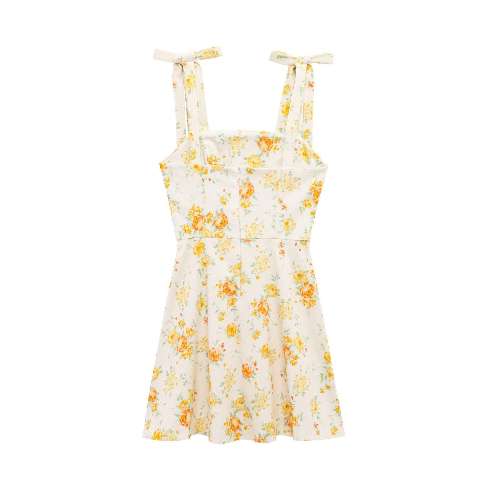 

Европейская и американская мода 2025 года: Женское поплиновое платье с бантом во французском стиле Small светло-желтого