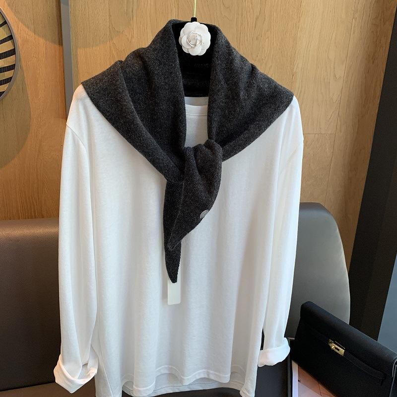 100% Wool Korean Style Winter Fashion Warm Knitted Triangular Hijab Scarf Women Headscarf Shawl Multi-functional Neckerchief