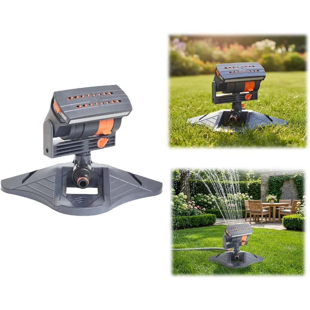 Courtyard sprinkler, 16-nozzle oscillating lawn sprinkler, adjustable range and water flow, 4 spray modes