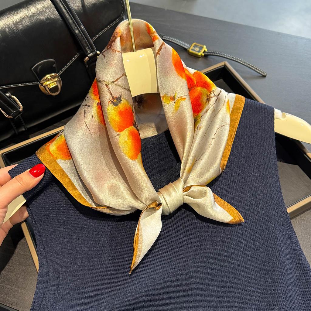 Brand 100% Pure Silk Scarf Women Foulard Square Headband Scarves Bandana Fashion New Hijab Print Poncho Scarves Pashmina luxury