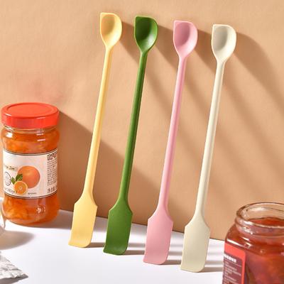 Double-Ended Silicone Spatula Thin Jar Scraper Small Makeup Scrapers Mini Food-Grade Scraper & Spreader for Jams Baking Cooking