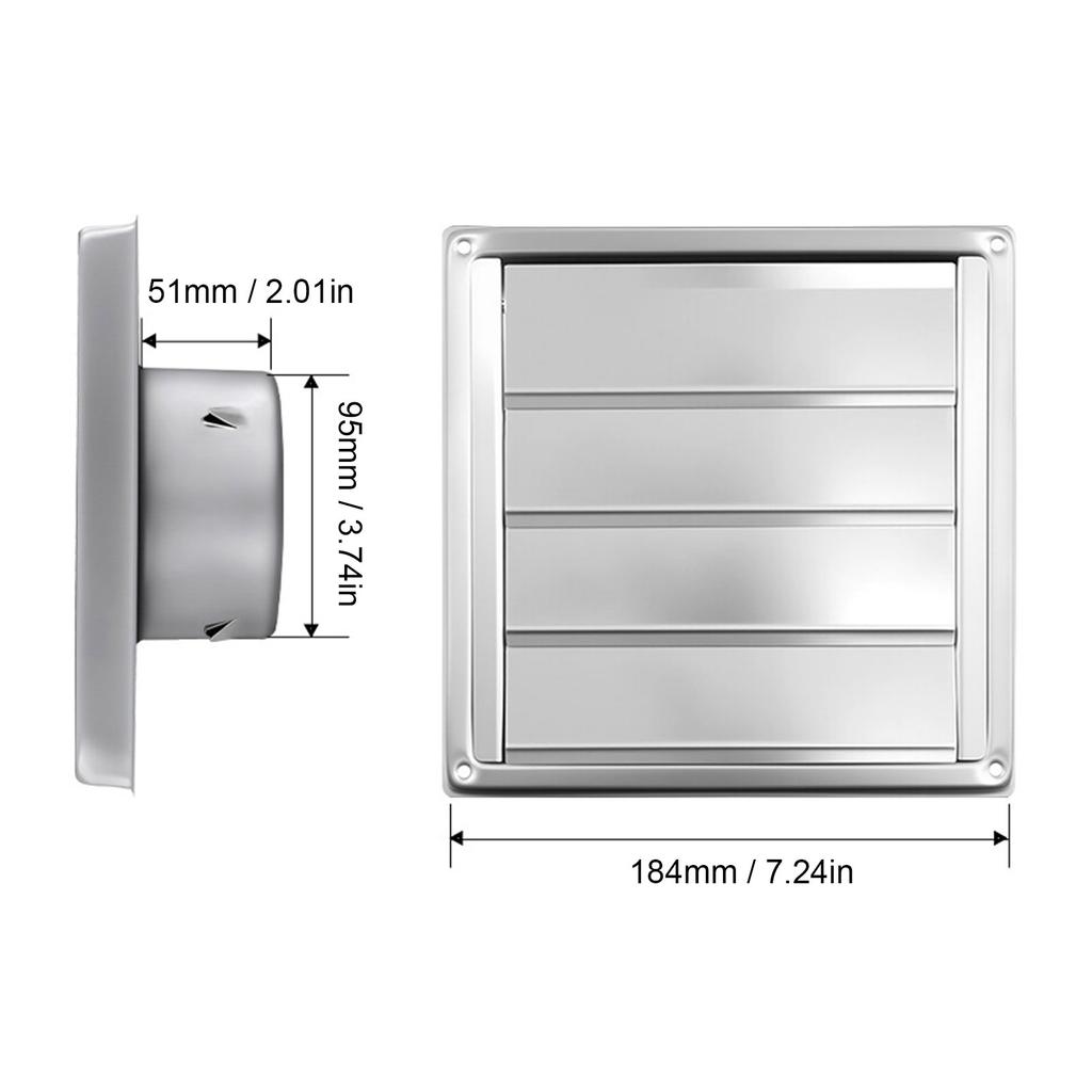Dryer Vent Cover 4in Metal Outside with Guard Screen 304 Stainless Steel Outdoor Exterior Wall Air Vent Bathroom Exhaust 100mm