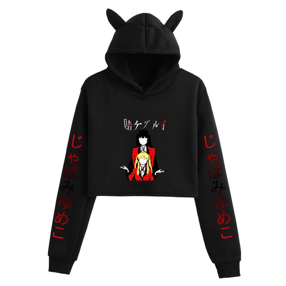 Kakegurui Cat Ear Anime Crop Top Hoodie for Women