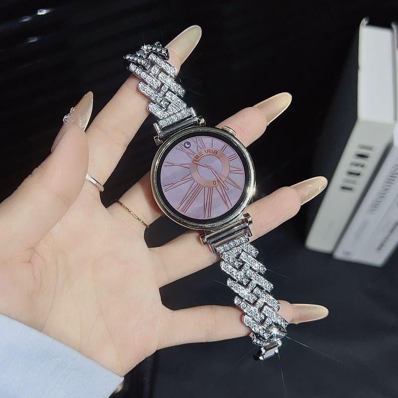 

18mm Diamond Metal Strap for Huawei Watch GT6 41mm Gt5 41mm Band Bling Rhinestone Bracelet for Huawei Gt 5pro 42mm Metal Correa Huawei GT6 41mm срібний