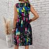 Plus Size V Neck Sleeveless Deep Mountain Bamboo Forest Stream Print For Summer Zen Outfit