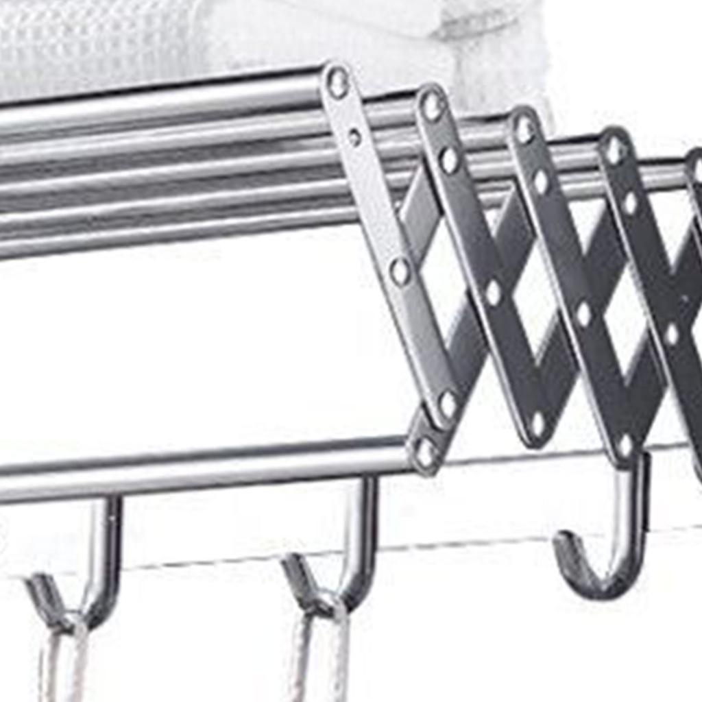 Wall Mounted Retractable Rack Stainless Steel Storage Folding Wall Hanger for Bathroom Balcony