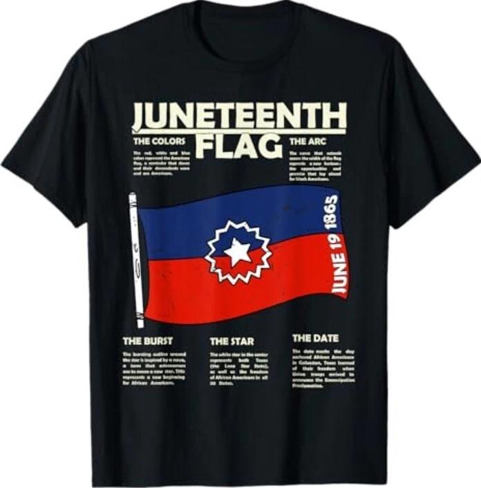 Juneteenth Red White Blue Symbolic Flag Breakdown Meaning T-Shirt M