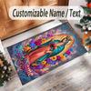 Rainbow Theme Crystal Velvet Floor Rug Personalized Custom Name Text Warm Carpet Home Decoration