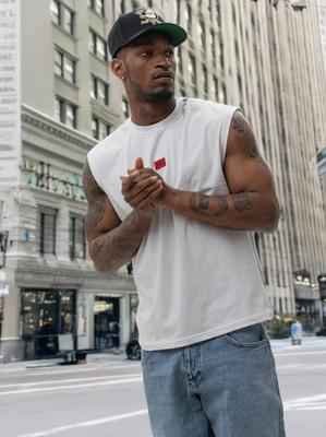 Jigga Wear Badge Sleeveless XL White Men's T-Shirt